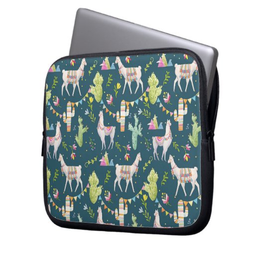 Aquarell-Lama-Flaggen-Muster Laptopschutzhülle (Vorderseite Links)
