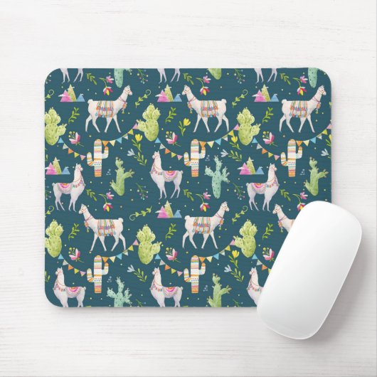 Aquarell-Lama-Flaggen-Muster Mousepad (Mit Mouse)