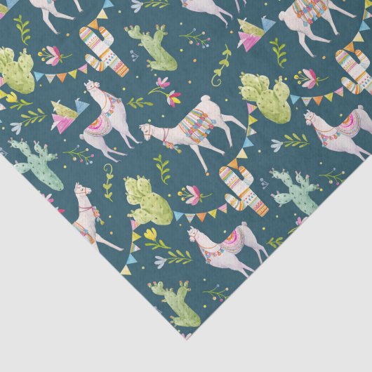 Aquarell-Lama-Flaggen-Muster Seidenpapier (Ausschnitt)