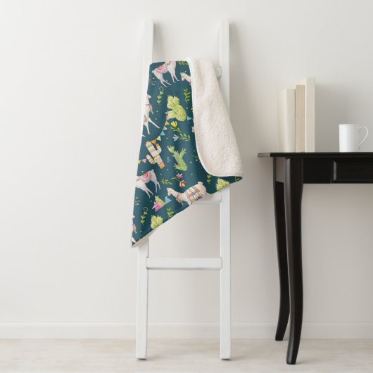 Aquarell-Lama-Flaggen-Muster Sherpadecke (Beispiel)