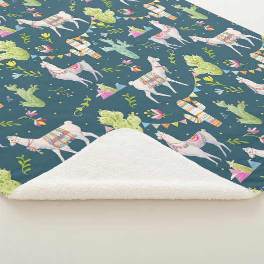 Aquarell-Lama-Flaggen-Muster Sherpadecke (3/4)