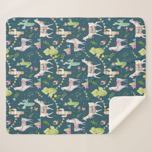 Aquarell-Lama-Flaggen-Muster Sherpadecke (Vorderseite (Horizontal))