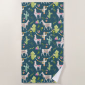 Aquarell-Lama-Flaggen-Muster Strandtuch (Vorderseite)