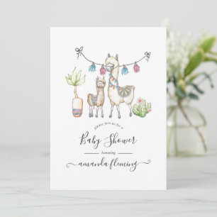 Aquarell-Lama-Themen-Baby-Party Einladung
