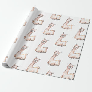 Aquarell-Lama-Themen-Baby-Party Geschenkpapier