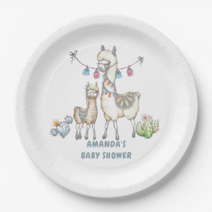 Aquarell-Lama-Themen-Baby-Party Pappteller