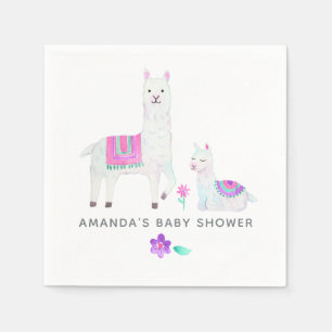 Aquarell-Lama-Themen-Baby-Party Serviette