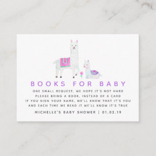 Aquarell-Lama-Themen-Baby-Shower-Bücher für Babys Begleitkarte