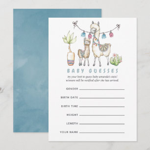 Aquarell-Lama-Themen-Baby-Shower-Ratspiel Einladung
