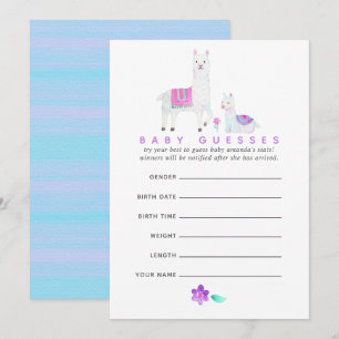 Aquarell-Lama-Themen-Baby-Shower-Ratspiel Einladung