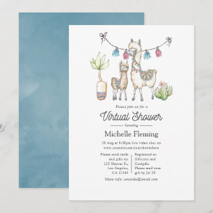 Aquarell-Lama-Themen-Virtual-Baby-Shower Einladung