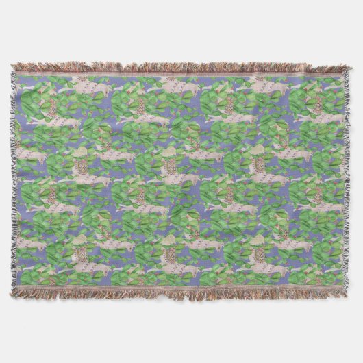 Aquarell-Lama u. Catus Muster Decke (Vorderseite)