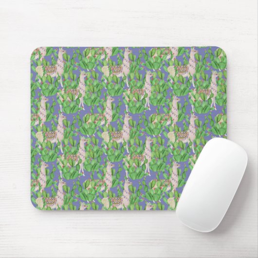 Aquarell-Lama u. Catus Muster Mousepad (Mit Mouse)