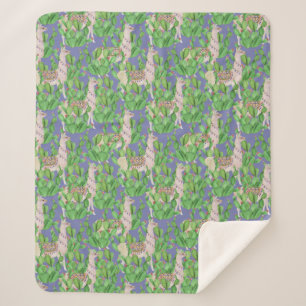 Aquarell-Lama u. Catus Muster Sherpadecke