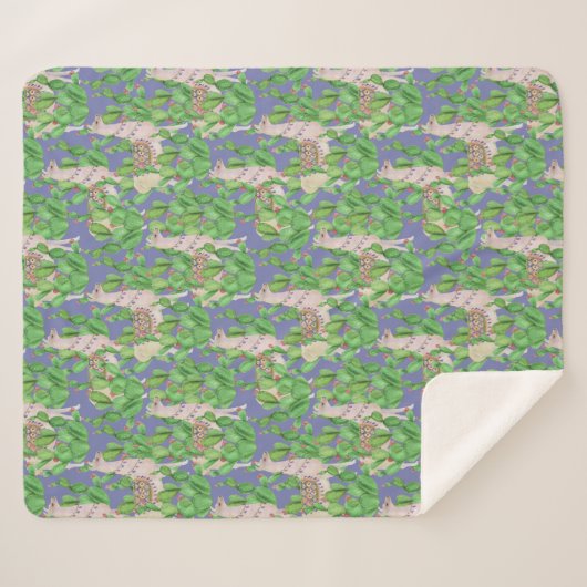 Aquarell-Lama u. Catus Muster Sherpadecke (Vorderseite (Horizontal))