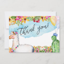 Aquarell-Lama und Kaktus danken Ihnen zu kardieren Dankeskarte