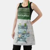 Aquarell Land Küche Grün Personalisierter Name Schürze (InSitu)
