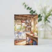 Aquarell Land Küche Hintergrund Postkarte (Stehend Vorderseite)