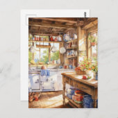 Aquarell Land Küche Hintergrund Postkarte (Vorne/Hinten)