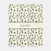 Aquarell-Land-Oliven-Muster-Monogramm-Name Fleecedecke (Vorderseite)
