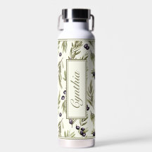 Aquarell-Land-Oliven-Muster Monogramm-Name
