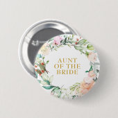 Aquarell Land Rose Grüne Garland Name Button (Vorne & Hinten)