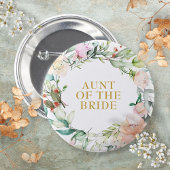 Aquarell Land Rose Grüne Garland Name Button