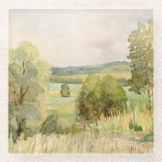 Aquarell-Landschaft Glasuntersetzer (Vorderseite)