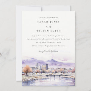 Aquarell-Landschaft-Hochzeit in Boise, Idaho Einladung