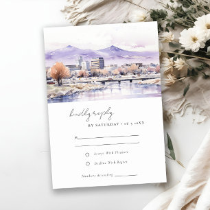 Aquarell-Landschaft-Hochzeit in Boise, Idaho RSVP Karte
