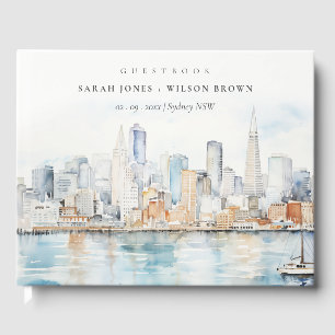 Aquarell-Landschaft Hochzeit in San Francisco Gästebuch