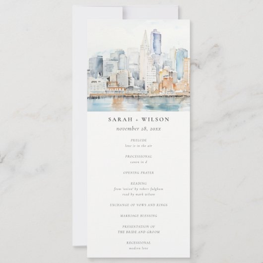 Aquarell-Landschaft Hochzeitsprogramm San Francisc Einladung (Vorderseite)