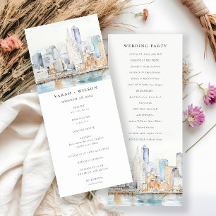 Aquarell-Landschaft Hochzeitsprogramm San Francisc Einladung