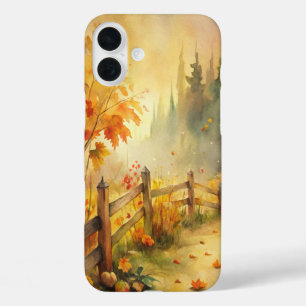 Aquarell-Landschaft im rustikalen Herbststil iPhone 16 Plus Hülle