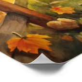 Aquarell-Landschaft im rustikalen Herbststil Poster (Ecke)