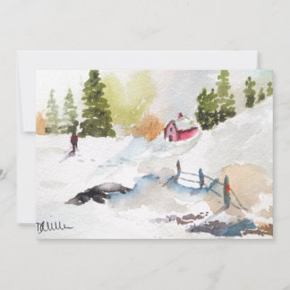 Aquarell-Landschaft Weihnachten Einladung
