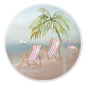 Aquarell Landschaftlich Beach Palmen Keramikknauf (Vorderseite)