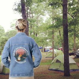Aquarell-Landschafts-Camping-Junggesellinnenabschi Jeansjacke