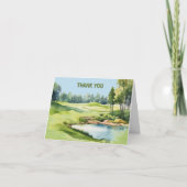 Aquarell-Landschafts-Golf-Themen-Erwachsener-Gebur Dankeskarte (Vorderseite)