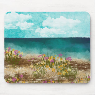 Aquarell-Landschafts-Mauspad am Meer Mousepad