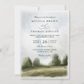Aquarell-Landschafts-QR-Code-Hochzeit Einladung (Vorderseite)