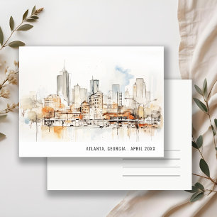 Aquarell-Landschaftshochzeit in Atlanta Georgia Postkarte