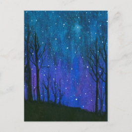 Aquarell-Landschaftskunst-nächtlicher Himmel Postkarte