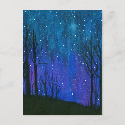 Aquarell-Landschaftskunst-nächtlicher Himmel Postkarte (Vorderseite)