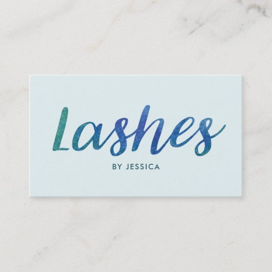 Aquarell Lash Techniker Blue Green Visitenkarte (Vorderseite)