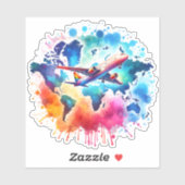 Aquarell Lassen Sie uns das Weltdesign erleben Aufkleber (Blatt)