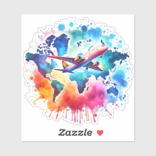 Aquarell Lassen Sie uns das Weltdesign erleben Aufkleber (Blatt)