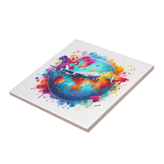 Aquarell Lassen Sie uns das Weltdesign erleben Fliese (Seite)