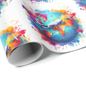 Aquarell Lassen Sie uns das Weltdesign erleben Geschenkpapier (Rolleneckpunkt)