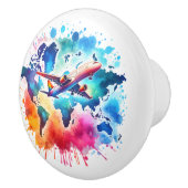 Aquarell Lassen Sie uns das Weltdesign erleben Keramikknauf (Rechts)